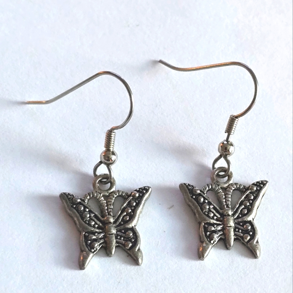 Butterfly earrings silver tone